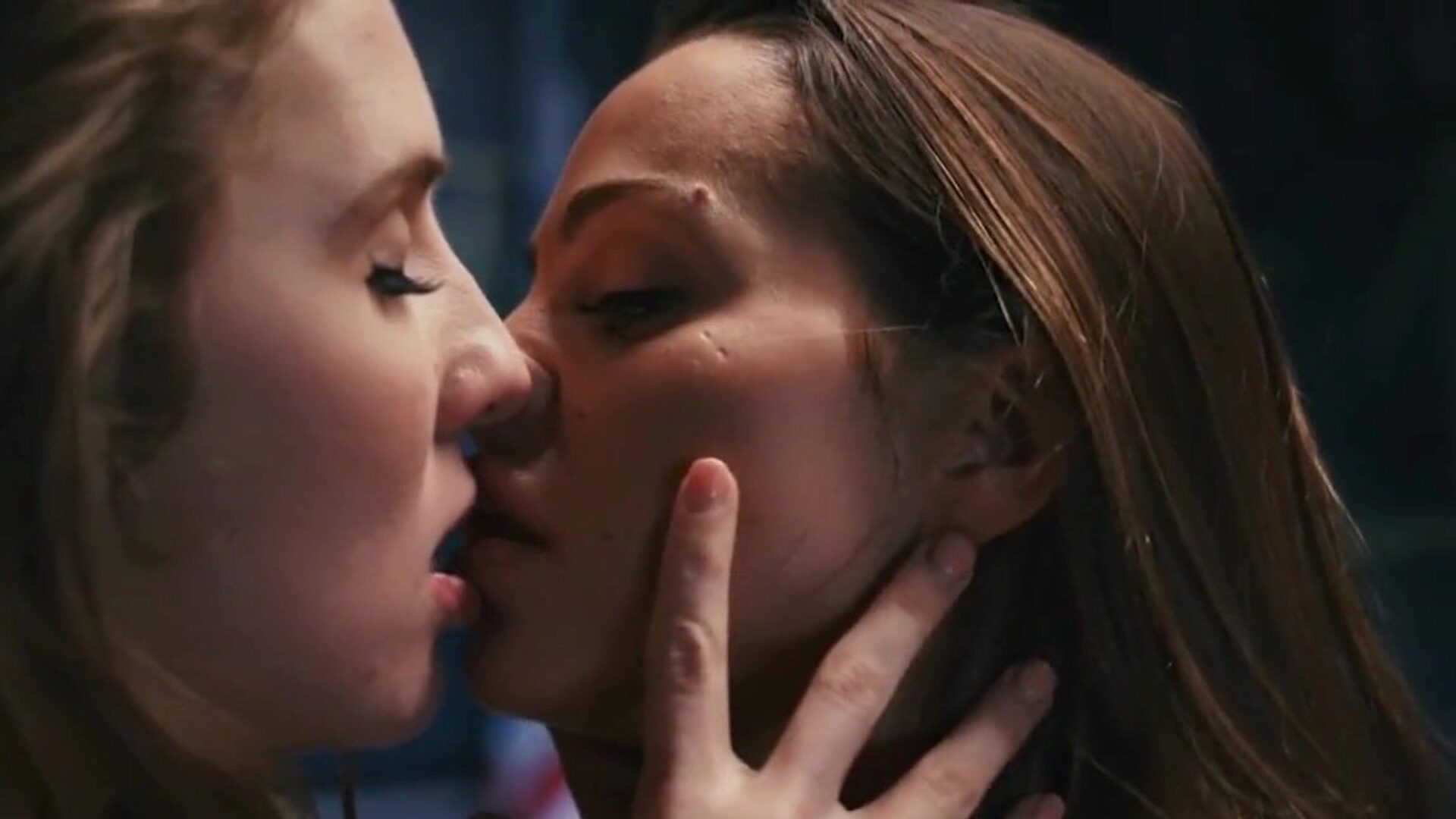 Busty lesbian student fellates her classmate's twat